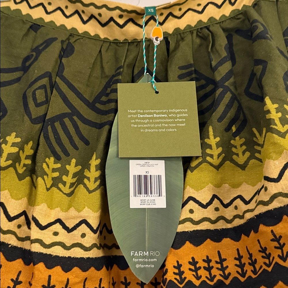 Farm Rio Green Creation Midi Skirt XS NWT - Picture 8 of 9